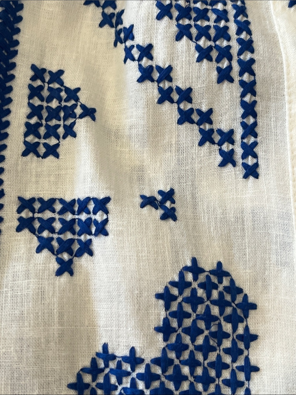FARM Rio White Mini Dress with Blue Embroidery Crosstitch - Picture 6 of 10